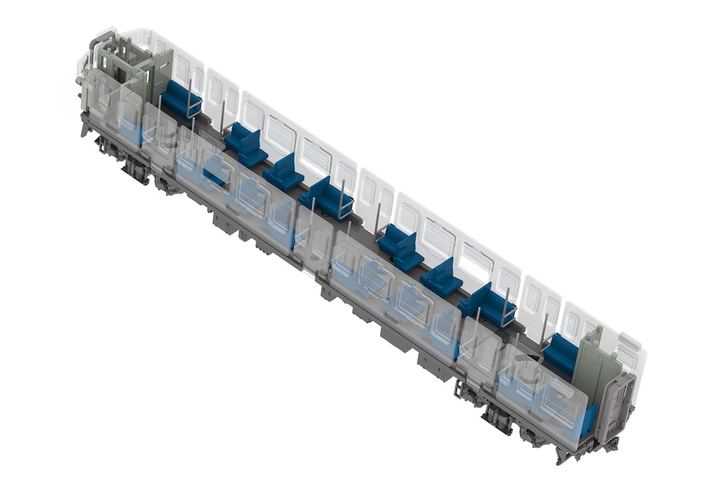 [Re-release] PLUM 1/80 Semi-Cross Seat Interior Set A (Blue) — Railway Model Kit