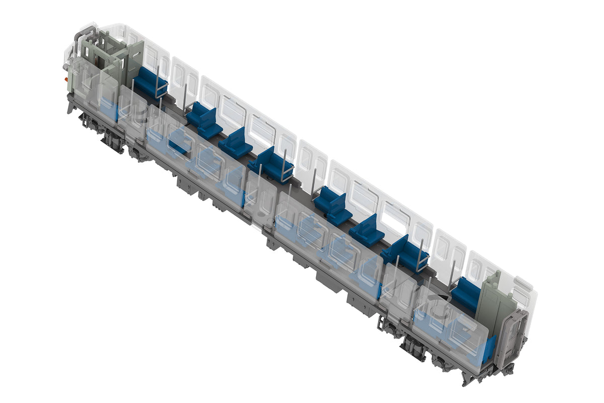 [Re-release] PLUM 1/80 Semi-Cross Seat Interior Set A (Blue) — Railway Model Kit